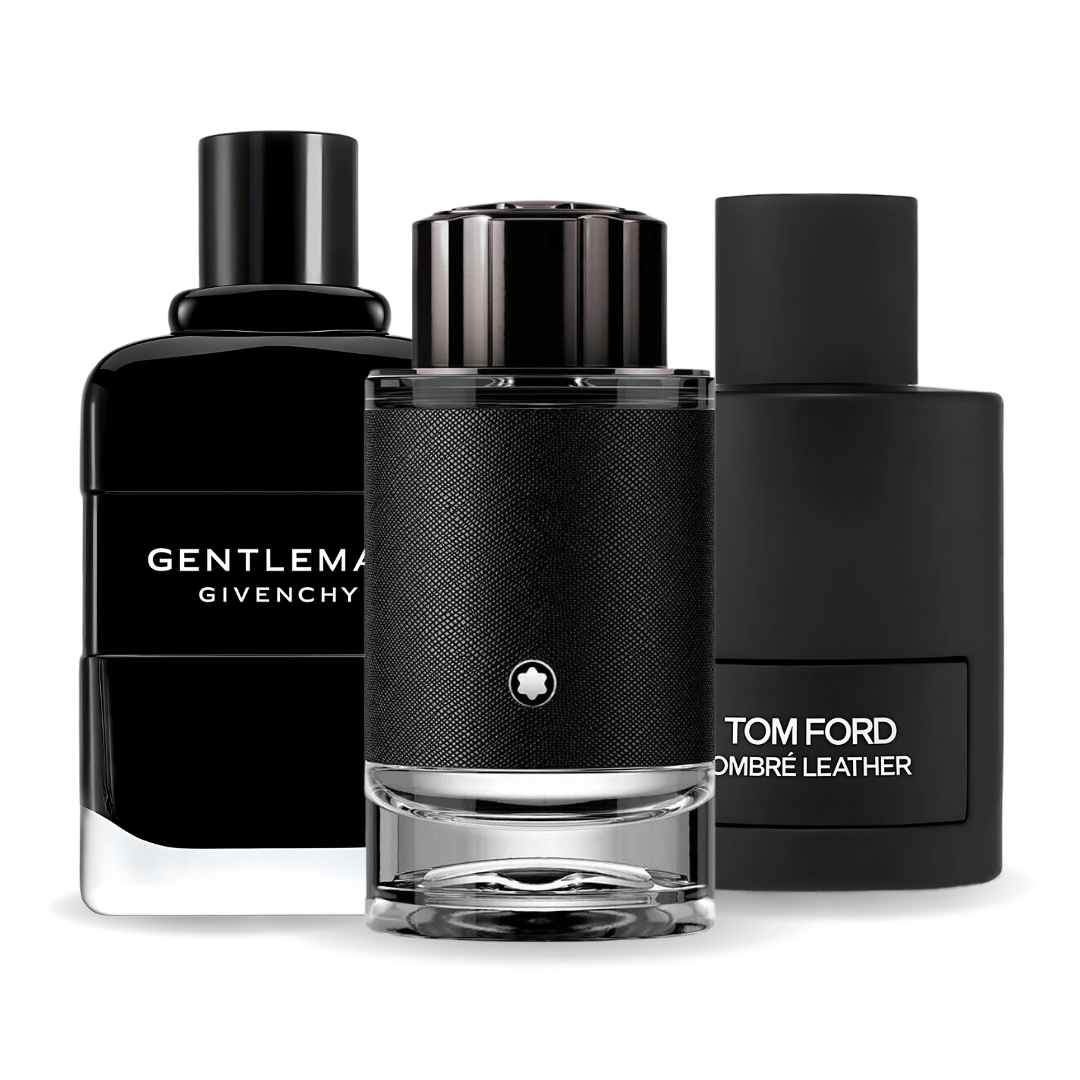 SET DE 3 PERFUMES TOM FORD OMBRE LEATHER, GIVENCHY GENTLEMAN, MONTBLANC EXPLORER 100ML