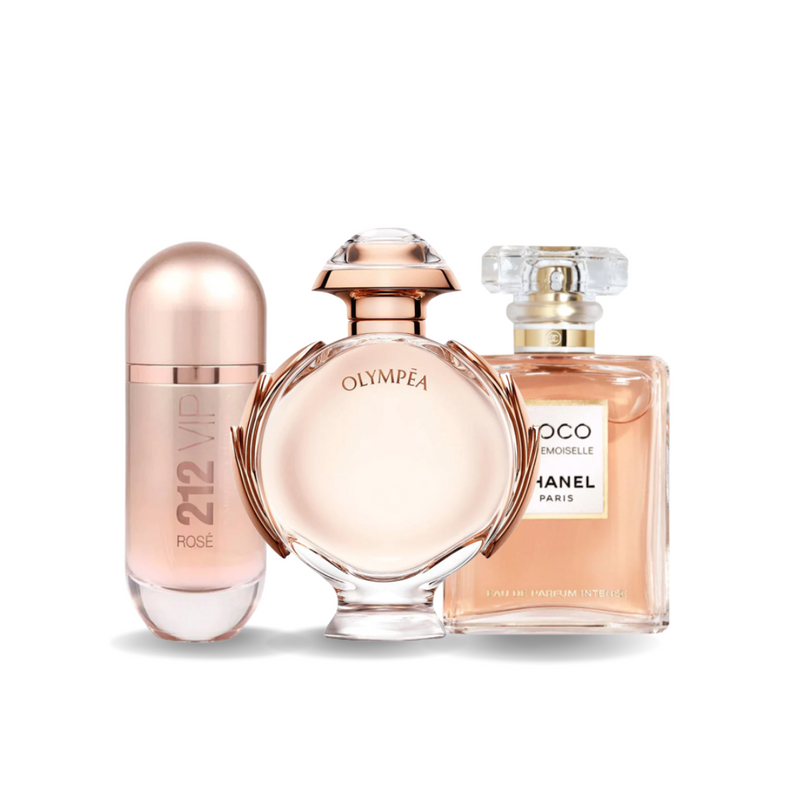 SET DE 3 PERFUMES 212 VIP ROSÉ, OLYMPÉA, COCO MADEMOISELLE 100ML