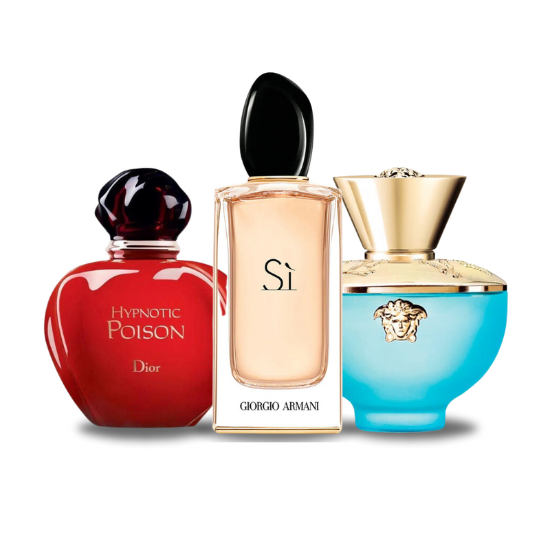 SET DE 3 PERFUMES DIOR HYPNOTIC POISON, GIORGIO ARMANI SÌ, VERSACE DYLAN TURQUOISE 100ML