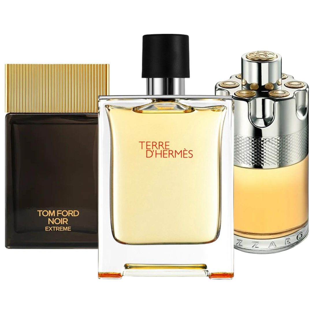 SET DE 3 PERFUMES TERRE D'HERMÈS, AZZARO WANTED, TOM FORD NOIR EXTREME 100ML