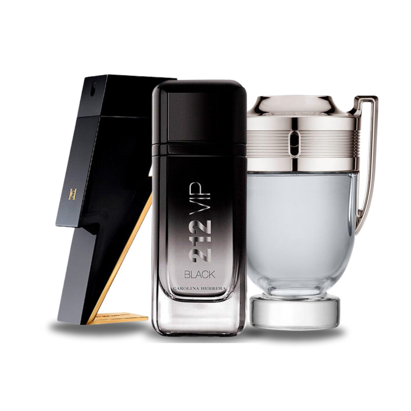 SET DE 3 PERFUMES BAD BOY, 212 VIP BLACK, PACO RABANNE INVICTUS 100ML