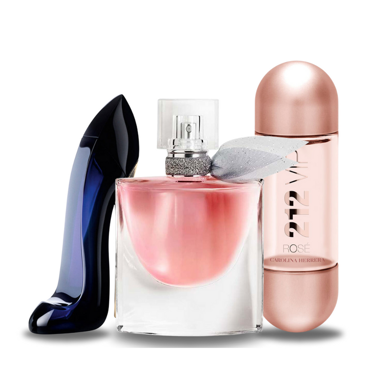 SET DE 3 PERFUMES GOOD GIRL, LANCOME LA VIE EST BELLE, 212 VIP ROSÉ 100ML